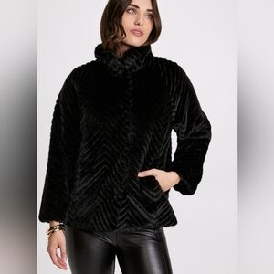 Bernardo Black Faux Fur Jacket